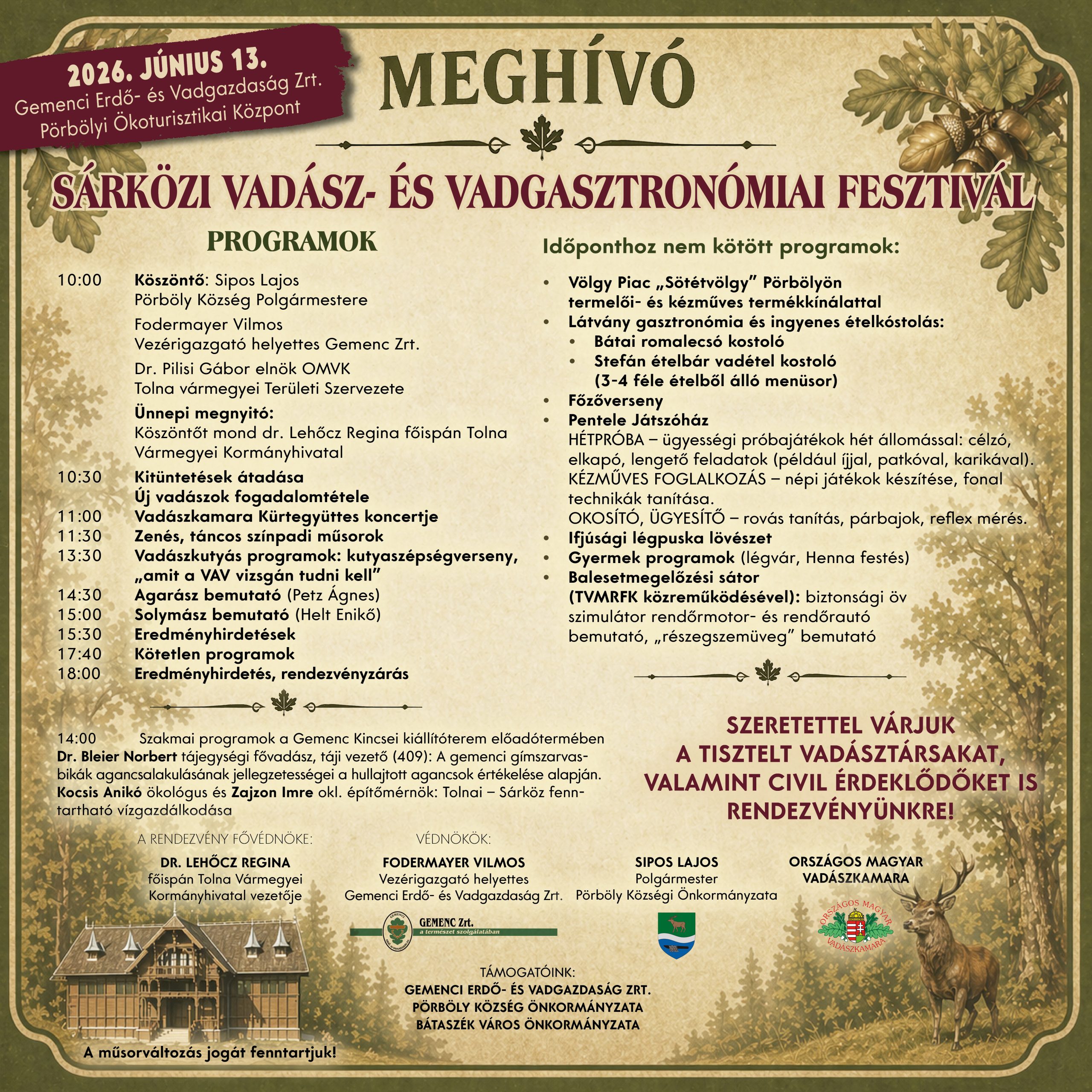 Tolna Vármegyei Vadásznap: Sárközi Vadász- és Gasztronómiai Fesztivál